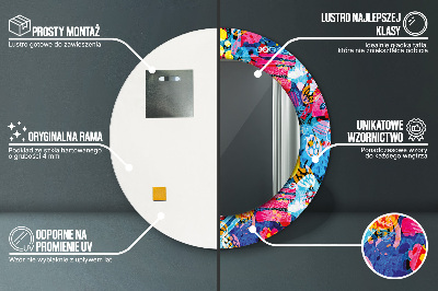 Bedrukte ronde spiegel Kleurrijke krabbels