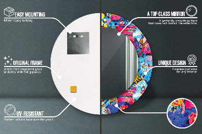 Bedrukte ronde spiegel Kleurrijke krabbels