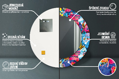 Bedrukte ronde spiegel Kleurrijke krabbels