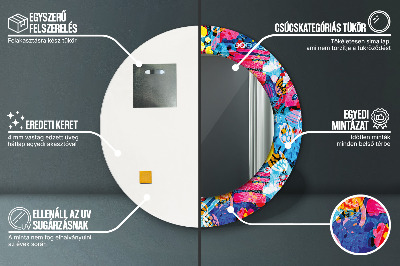 Bedrukte ronde spiegel Kleurrijke krabbels