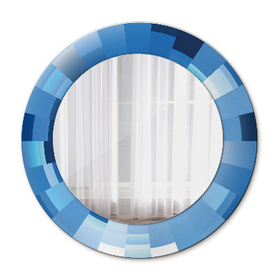 Ronde spiegel met decoratie Blauwe abstractie