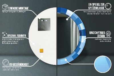 Ronde spiegel met decoratie Blauwe abstractie