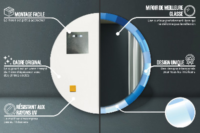 Ronde spiegel met decoratie Blauwe abstractie