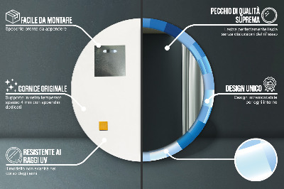 Ronde spiegel met decoratie Blauwe abstractie