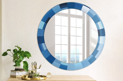 Ronde spiegel met decoratie Blauwe abstractie