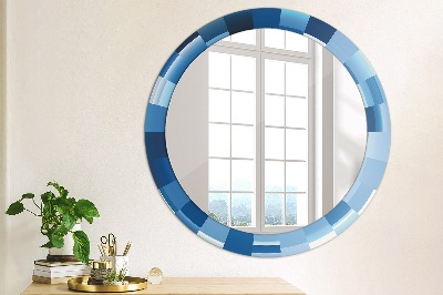 Ronde spiegel met decoratie Blauwe abstractie