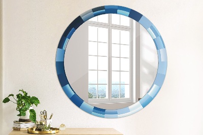 Ronde spiegel met decoratie Blauwe abstractie
