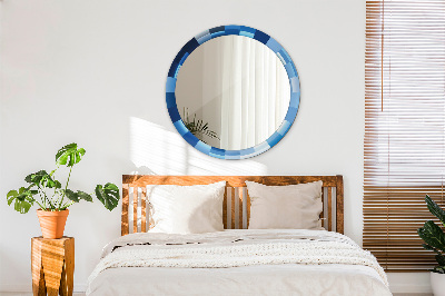 Ronde spiegel met decoratie Blauwe abstractie