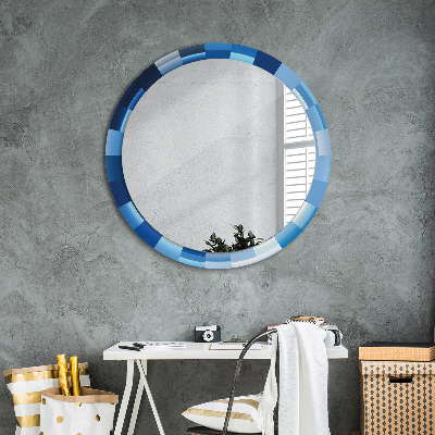 Ronde spiegel met decoratie Blauwe abstractie