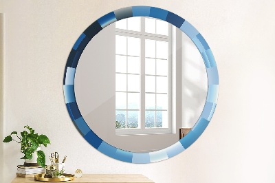 Ronde spiegel met decoratie Blauwe abstractie