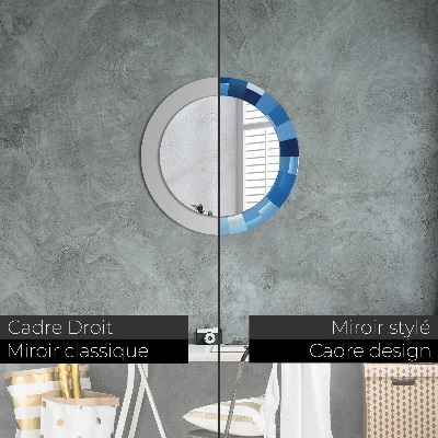 Ronde spiegel met decoratie Blauwe abstractie