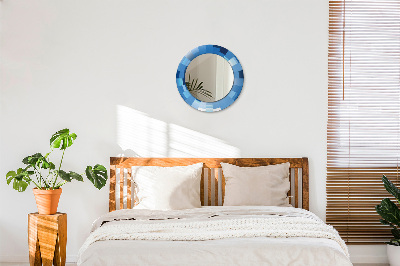 Ronde spiegel met decoratie Blauwe abstractie