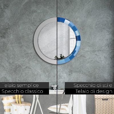 Ronde spiegel met decoratie Blauwe abstractie
