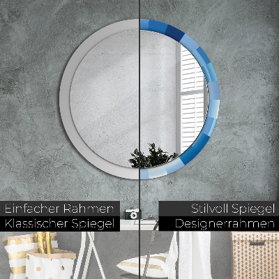 Ronde spiegel met decoratie Blauwe abstractie