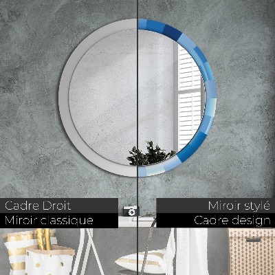 Ronde spiegel met decoratie Blauwe abstractie