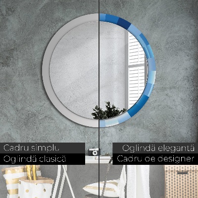 Ronde spiegel met decoratie Blauwe abstractie