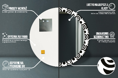 Ronde spiegel met decoratie Zwart geometrisch ornament