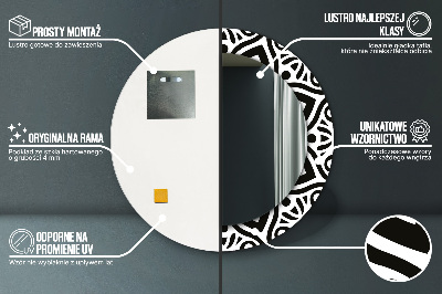 Ronde spiegel met decoratie Zwart geometrisch ornament