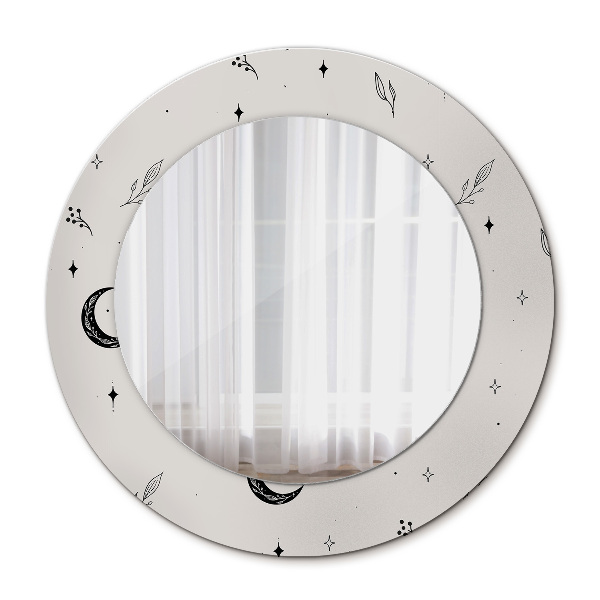 Bedrukte ronde spiegel Doodle bloeiende planten