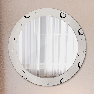 Bedrukte ronde spiegel Doodle bloeiende planten