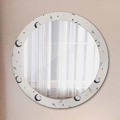 Bedrukte ronde spiegel Doodle bloeiende planten