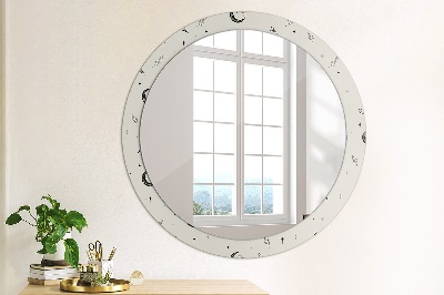 Bedrukte ronde spiegel Doodle bloeiende planten