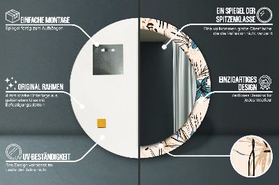 Ronde spiegel met decoratie Jungle patroon bloemen