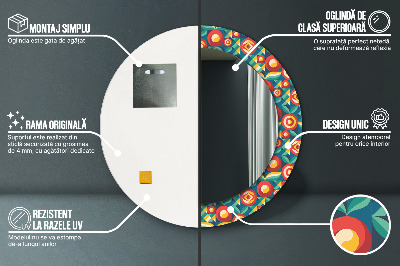 Bedrukte ronde spiegel Geometrische vruchten en bladeren