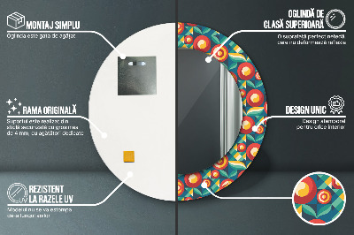 Bedrukte ronde spiegel Geometrische vruchten en bladeren