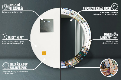 Bedrukte ronde spiegel Abstract glas-in-lood