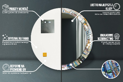 Bedrukte ronde spiegel Abstract glas-in-lood