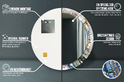 Bedrukte ronde spiegel Abstract glas-in-lood