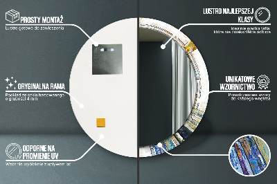 Bedrukte ronde spiegel Abstract glas-in-lood