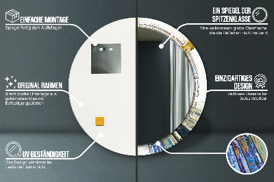 Bedrukte ronde spiegel Abstract glas-in-lood