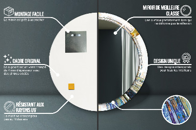 Bedrukte ronde spiegel Abstract glas-in-lood