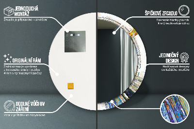 Bedrukte ronde spiegel Abstract glas-in-lood