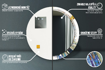 Bedrukte ronde spiegel Abstract glas-in-lood