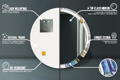 Bedrukte ronde spiegel Abstract glas-in-lood