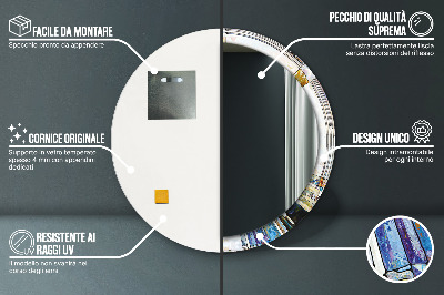 Bedrukte ronde spiegel Abstract glas-in-lood