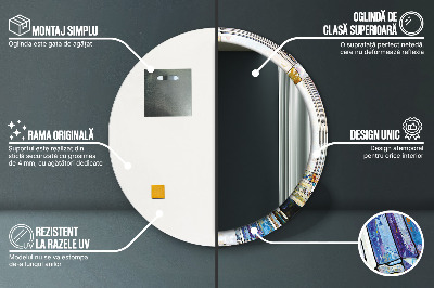 Bedrukte ronde spiegel Abstract glas-in-lood