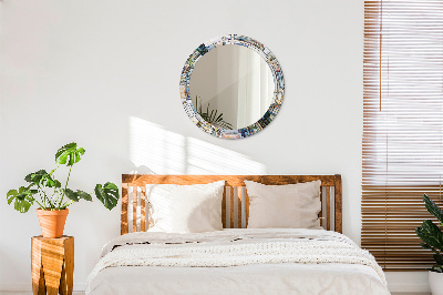 Bedrukte ronde spiegel Abstract glas-in-lood