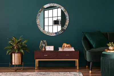 Bedrukte ronde spiegel Abstract glas-in-lood