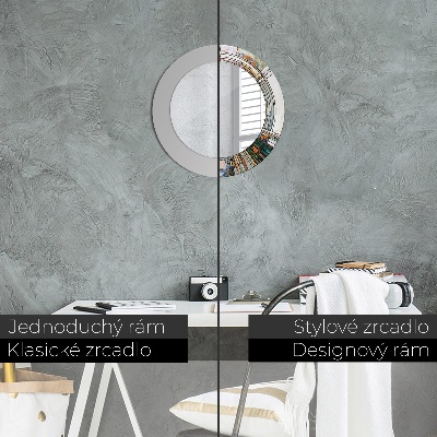 Bedrukte ronde spiegel Abstract glas-in-lood