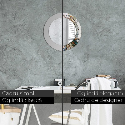 Bedrukte ronde spiegel Abstract glas-in-lood
