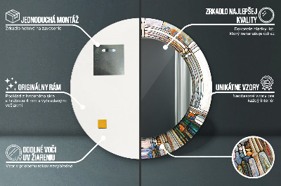 Bedrukte ronde spiegel Abstract glas-in-lood