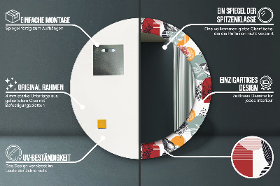 Ronde spiegel met decoratie Abstractie met vogels