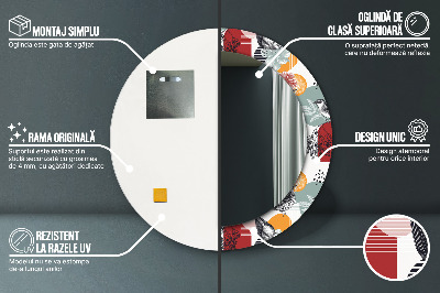 Ronde spiegel met decoratie Abstractie met vogels