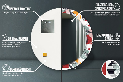 Ronde spiegel met decoratie Abstractie met vogels