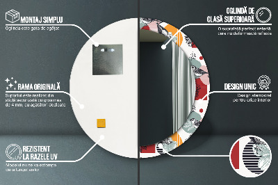 Ronde spiegel met decoratie Abstractie met vogels