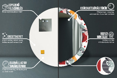 Ronde spiegel met decoratie Abstractie met vogels